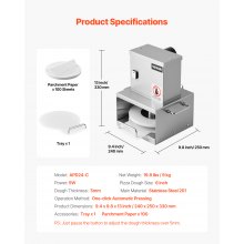 6 in Electric Pizza Dough Press Machine Pizza Pastry Sheeter Stainless Steel