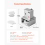 VEVOR Electric Pizza Dough Press Machine, 6 inch Pizza Pastry Press Plate, Stainless Steel Bread Presser, Adjustable Thickness Commercial Forming Machine, with 100 Pcs Parchment Paper