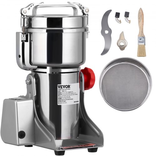 VEVOR 1000g Electric Grain Mill Grinder, 3750W High-Speed Commercial Spice Grinders, Stainless Steel Swing Type Pulverizer Powder Machine, for Spices Cereals Dry Grains Coffee Corn Pepper