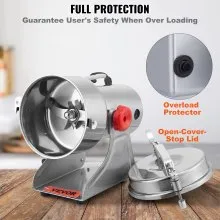 VEVOR 1000g Electric Grain Mill Grinder, 3750W High-Speed Commercial Spice Grinders, Stainless Steel Swing Type Pulverizer Powder Machine, for Spices Cereals Dry Grains Coffee Corn Pepper