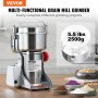 VEVOR 2500g Electric Grain Mill Grinder, 3750W High-Speed Commercial Spice Grinders, Stainless Steel Swing Type Pulverizer Powder Machine, for Spices Cereals Dry Grains Coffee Corn Pepper