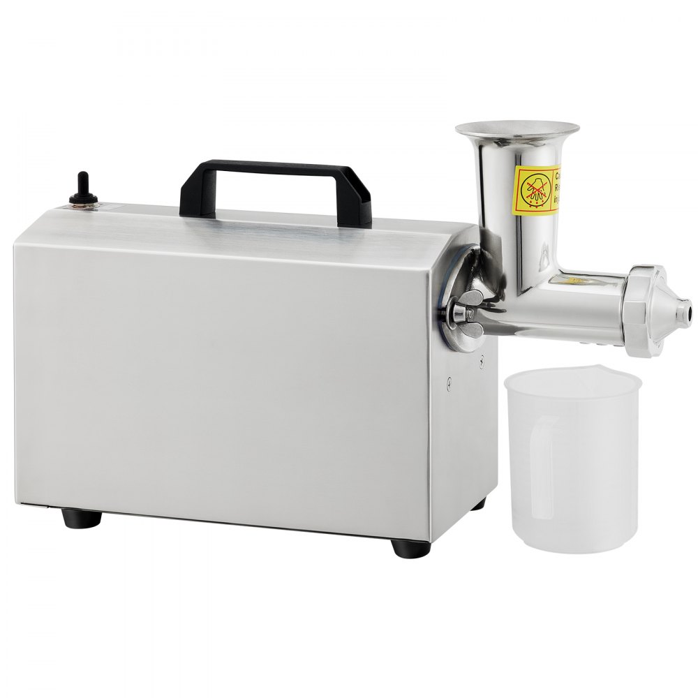 VEVOR Commercial Wheatgrass Juicing Machine, 80% Juice Yield, Slow Masticating Juicer Extractor with 100W 75RPM Quiet Motor, Stainless Steel Portable Cold Press with Reverse Function Pusher Cup Brush