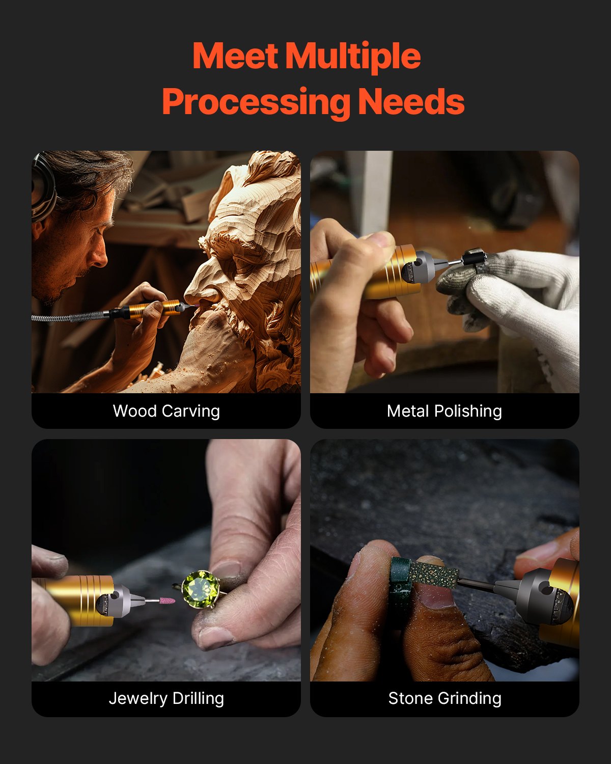 VEVOR Flex Shaft Grinder, 1000W 30,000RPM Electric Flex Shaft Rotary Tool Carver, Multi-functional Grinding Machine with 31PCS Accessories for Carving Buffing Drilling Polishing, 230V