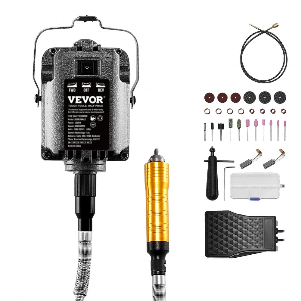 VEVOR Flex Shaft Grinder 1200W 30000RPM with Foot Pedal & 31PCS Accessories