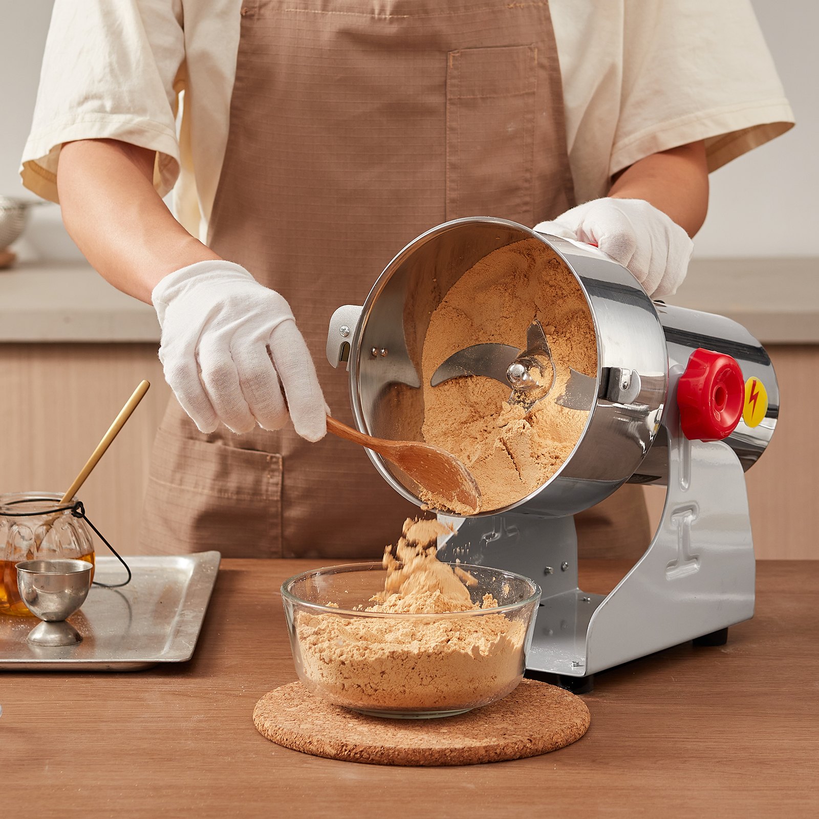 VEVOR 1000g Electric Grain Mill Grinder, High Speed 3000W Commercial Spice Grinders, Stainless Steel Pulverizer Powder Machine, for Dry Grains Spices Cereals Coffee Corn Pepper, Swing Type