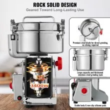 VEVOR 2000g Commercial Spice Grinder Electric Grain Mill Grinder High Speed