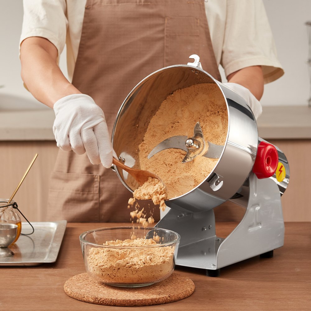 VEVOR 2500g Electric Grain Mill Grinder, High Speed 3400W Commercial Spice Grinders, Stainless Steel Pulverizer Powder Machine, for Dry Grains Spices Cereals Coffee Corn Pepper, Swing Type