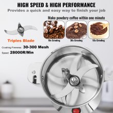 VEVOR 300g Commercial Spice Grinder Electric Grain Mill Grinder High Speed