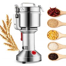 VEVOR 750g Electric Grain Mill Grinder, High Speed 2000W Commercial Spice Grinders, Stainless Steel Pulverizer Powder Machine, for Dry Grains Spices Cereals Coffee Corn Pepper, Straight Type