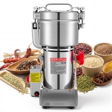 VEVOR 750g Electric Grain Mill Grinder, 2000W 28000RPM High Speed Spice Corn Dry Grinding Machine, Stainless Steel Pulverizer Powder Machine for Dried Grains Coffee Beans Spices Nuts (270° Swing Type)