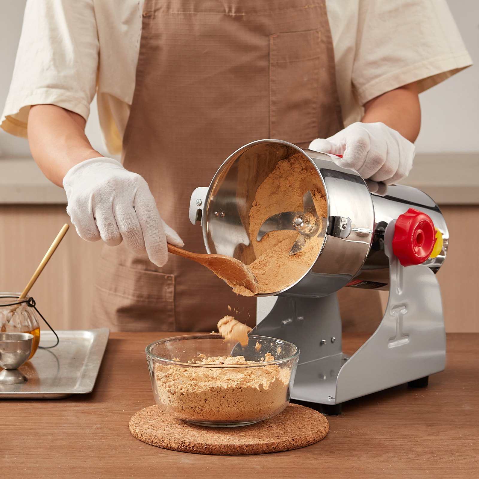 VEVOR 750g Electric Grain Mill Grinder, High Speed 2000W Commercial Spice Grinders, Stainless Steel Pulverizer Powder Machine, for Dry Grains Spices Cereals Coffee Corn Pepper, Swing Type