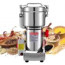 VEVOR Electric Grain Mill Grinder, 1.8 lbs Commercial Spice Grinders, High Speed 2100W Stainless Steel Pulverizer Powder Machine, for Dry Grains, Spices, Cereals, Coffee, Corn & Pepper, Swing Type