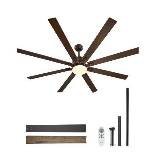 VEVOR 72 In Ceiling Fan with Light, 6-Speed Remote Control, Dimmable 3-Color Temperature, Reversible DC Motor, Modern Low Profile Flush Mount Fan for Bedroom, Living Room, Indoor/Outdoor Use, Coffee