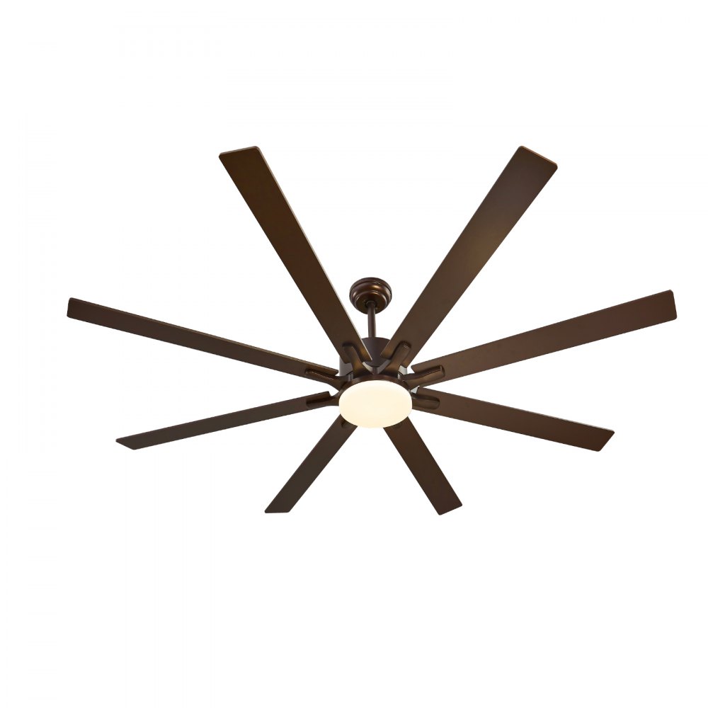 Ventilador de techo VEVOR de 72 pulgadas con luz, control remoto de 6 velocidades, temperatura de color regulable de 3 colores, motor de CC reversible, ventilador moderno de perfil bajo para montaje empotrado en dormitorio, sala de estar, uso interior/exterior, color café.