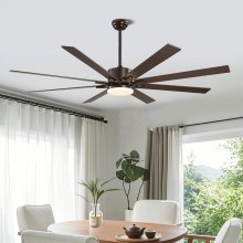 72 Inch Ceiling Fan with Light 6-Speed Remote Control Reversible Motor Coffee