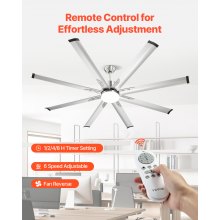 VEVOR 72" Ceiling Fan with Light Remote Control Reversible Motor Brushed Nickel