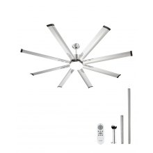 VEVOR 72 In Ceiling Fan with Light, 6-Speed Remote Control, Dimmable 3-Color Temperature, Reversible DC Motor, Low Profile Flush Mount Fan for Bedroom, Living Room, Indoor/Outdoor Use, Brushed Nickel