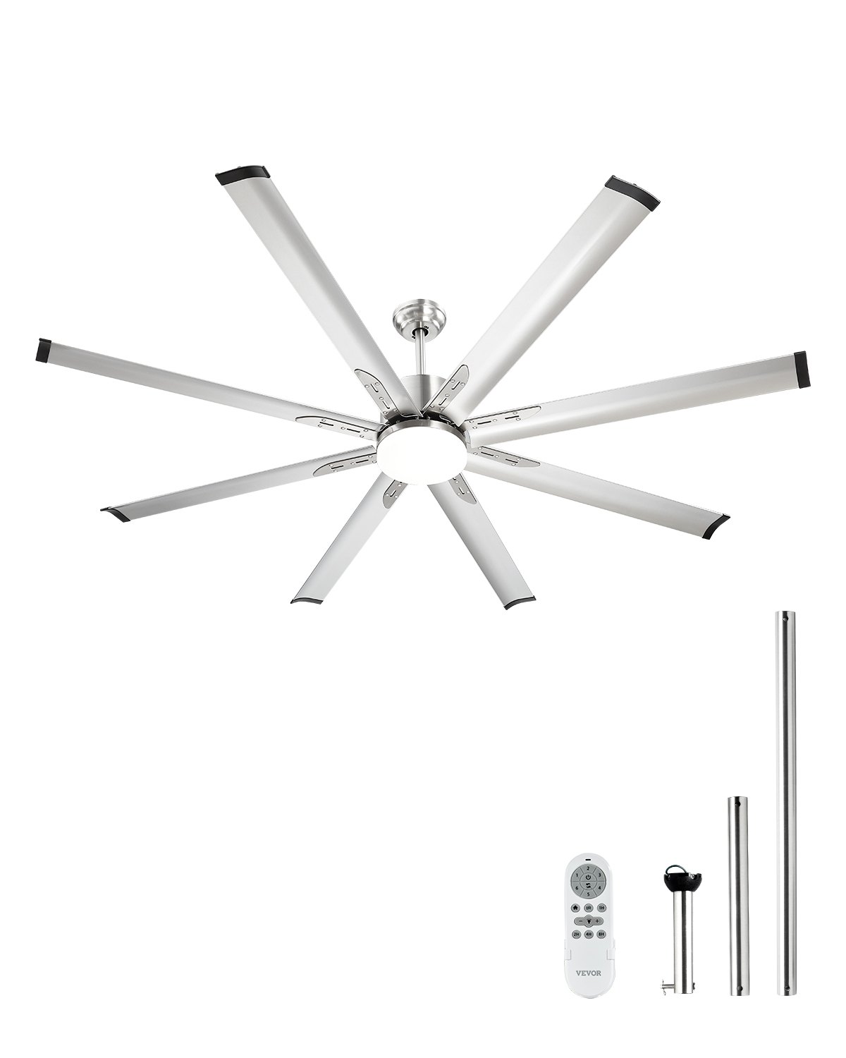 VEVOR 72 In Ceiling Fan with Light, 6-Speed Remote Control, Dimmable 3-Color Temperature, Reversible DC Motor, Low Profile Flush Mount Fan for Bedroom, Living Room, Indoor/Outdoor Use, Brushed Nickel