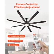 VEVOR 84 In Ceiling Fan with Light 6-Speed Remote Control Reversible Motor Black