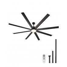 84 Inch Ceiling Fan with Light 6-Speed Remote Control Reversible Motor Black