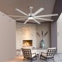 VEVOR 84 In Ceiling Fan with Light, 6-Speed Remote Control, Dimmable 3-Color Temperature, Reversible DC Motor, Low Profile Flush Mount Fan for Bedroom, Living Room, Indoor/Outdoor Use, Brushed Nickel