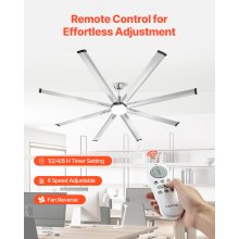 VEVOR 84" Ceiling Fan with Light Remote Control Reversible Motor Brushed Nickel