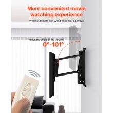 Motorized TV Wall Mount, 32-65 in Electric Fireplace TV Wall Mount Black