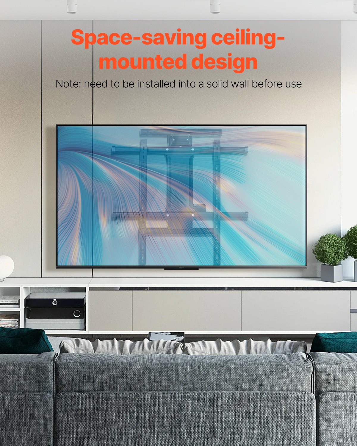 VEVOR Motorized TV Wall Mount, TV Mount for 32 to 65 Inch TV, Electric Adjustable Ceiling TV Mount, Motorized Flip Down TV Mount Bracket with Max VESA 24 x 24 in, Fits TVs Up to 88 lbs