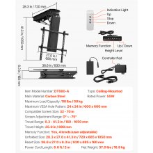 Motorized Ceiling TV Mount Electric Flip Down TV Mount for 32-70 in Screen