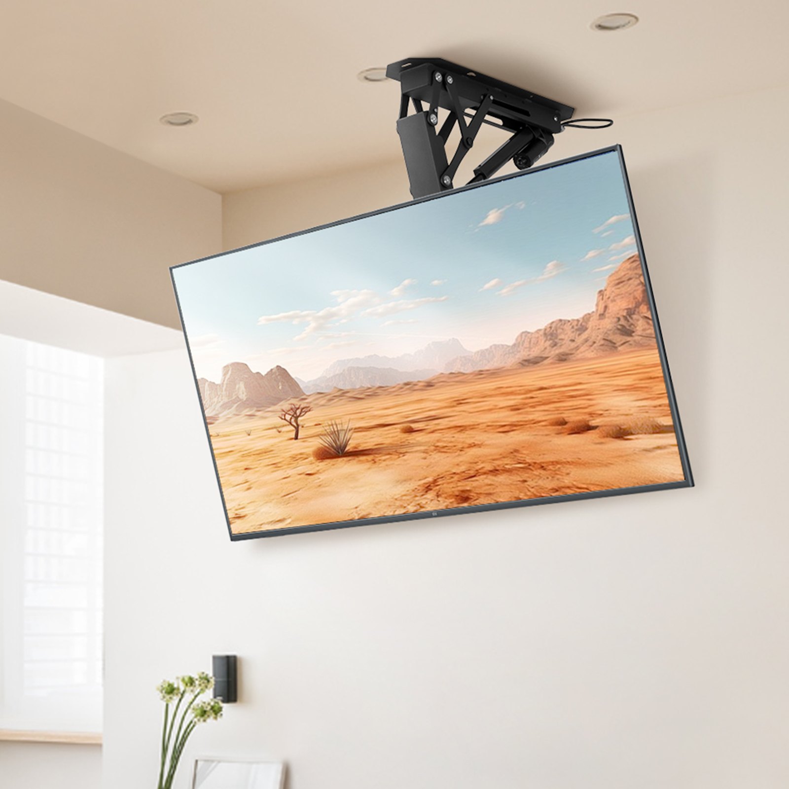 VEVOR Motorized Ceiling TV Mount, TV Wall Mount for 32 to 70 Inch TV, Electric Adjustable Ceiling TV Mount, Motorized Flip Down TV Mount Bracket with Max VESA 24 x 24 in, Fits TVs Up to 110 lbs