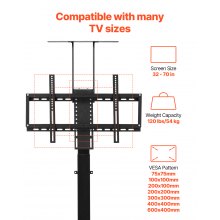 VEVOR Motorized TV Lift Stand Mount Bracket with Remote Control for 32-70 in TV