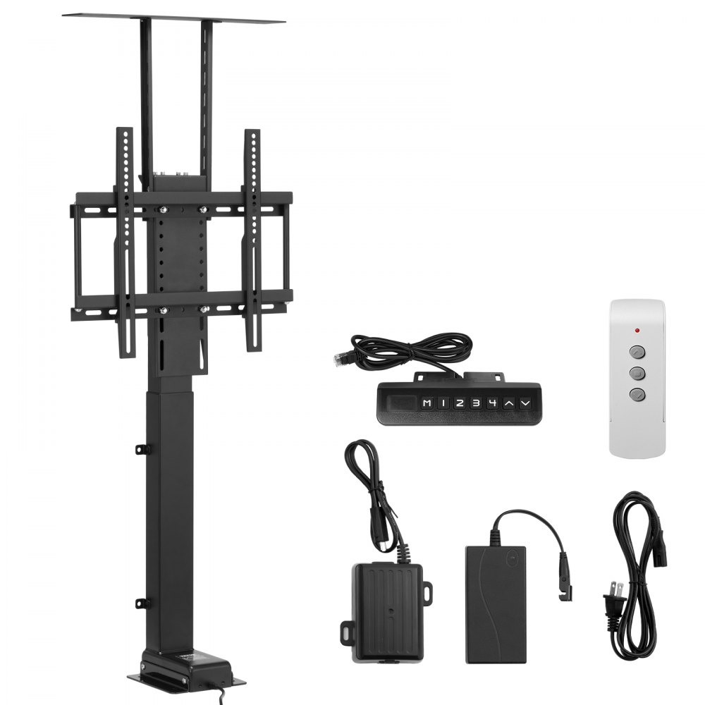 VEVOR Motorized TV Lift Stand, 132 lbs max Load Adjustable TV Lift Stand Mount Bracket, Vertical Electric TV Bracket with Remote Control, for 32-55 in (Not in Cabinet) / 32 - 50 in (in Cabinet) TVs
