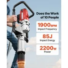 Electric T Post Driver 2200W Handheld Pounder with Two Sleeves for Fence Farm