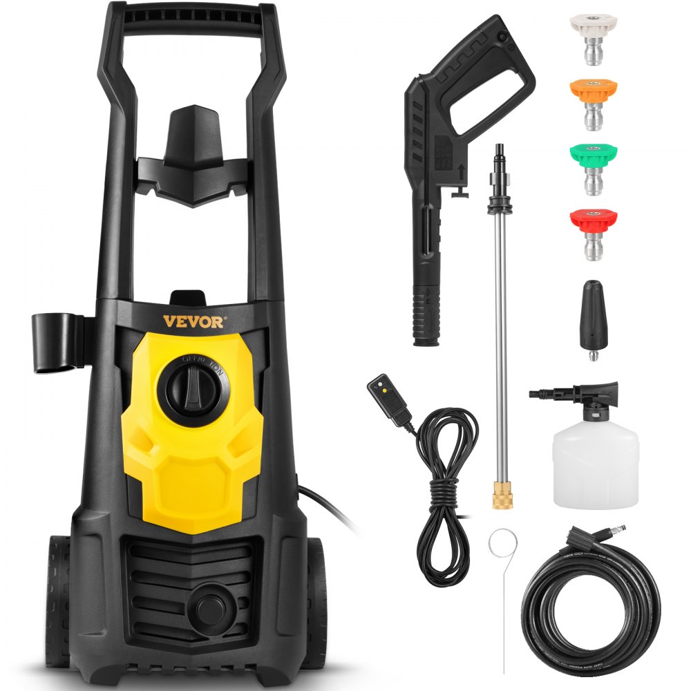 VEVOR Electric Power Washer, 2000 PSI, Max 1.65 GPM Pressure Washer W/ 30 Ft Hose & Reel, 5 Quick Connect Nozzles, Foam Cannon, Portable To Clean