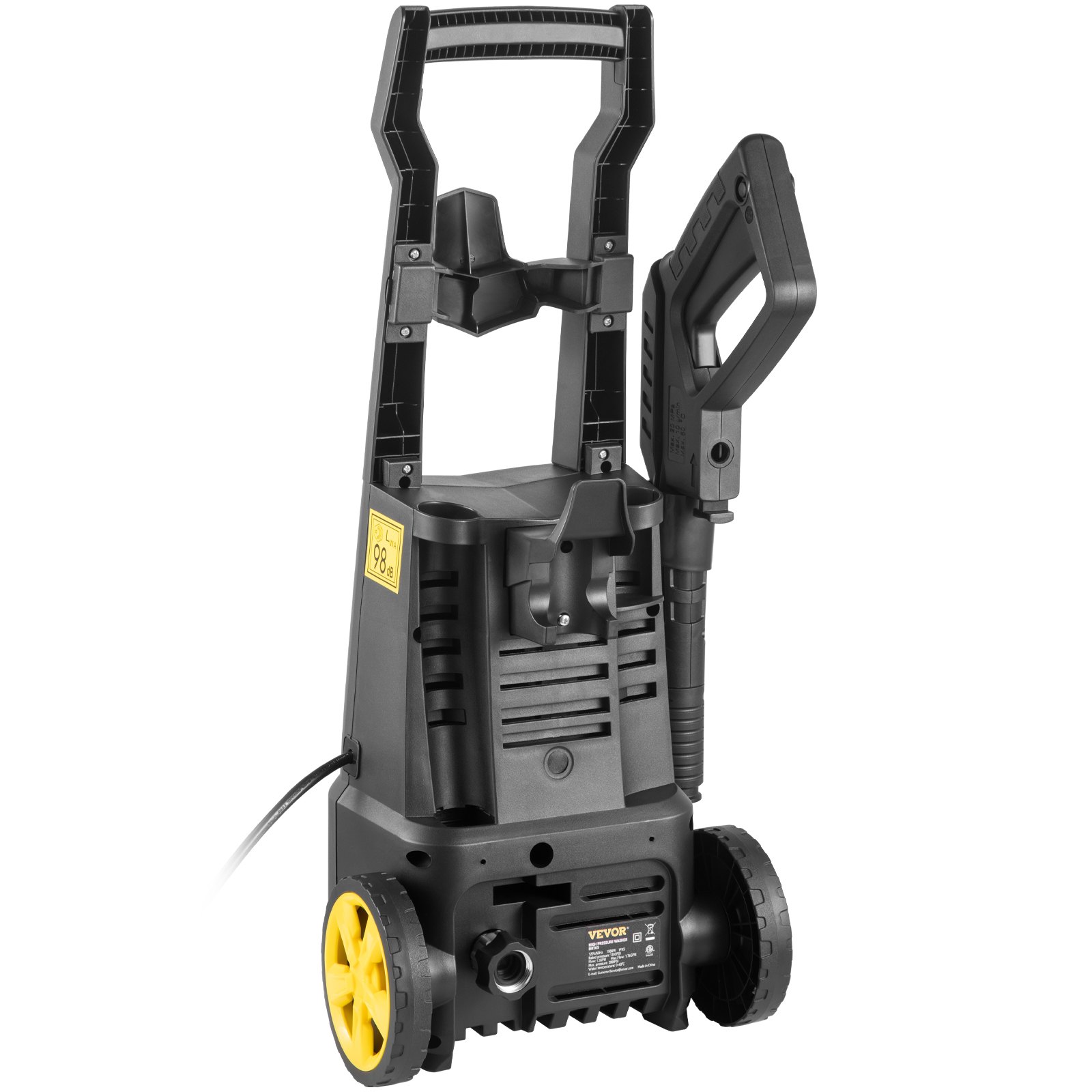 VEVOR Electric Power Washer, 2000 PSI, Max 1.65 GPM Pressure Washer with 20 ft Hose & Reel, 5 Quick Connect Nozzles, Foam Cannon, Portable to Clean Patios, Cars, Fences, Driveways, ETL Listed
