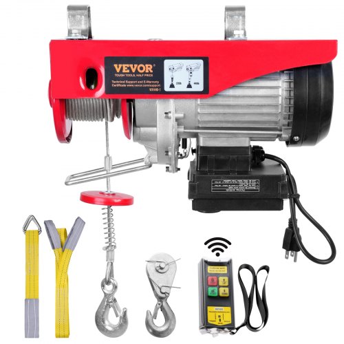 VEVOR Wireless Electric Hoist, 440 lbs 110V Electric Steel Wire Winch with Wireless Remote Control, 40ft Single Cable Lifting Height & Pure Copper Motor, for Garage Warehouse Factory