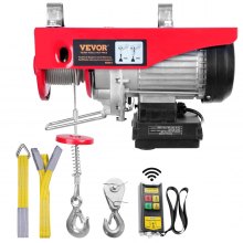 VEVOR Electric Hoist, 880 lbs Lifting Capacity, 850W 220V Electric Steel Wire Winch with Wireless Remote Control, 40ft Single Cable Lifting Height & Pure Copper Motor, for Garage Warehouse Factory