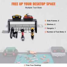 VEVOR Power Tool Organizer, 5 Slot, 3 Layers, Cordless Drill Holder Wall Mount, Battery Charging Station Storage Rack, Multi-Function Garage Organization, Heavy Duty Metal Shelf for Screwdriver Pliers