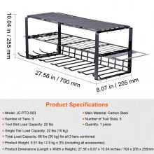 VEVOR Power Tool Organizer, 5 Slot, 3 Layers, Cordless Drill Holder Wall Mount, Battery Charging Station Storage Rack, Multi-Function Garage Organization, Heavy Duty Metal Shelf for Screwdriver Pliers