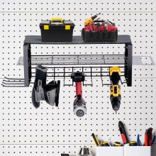 VEVOR Power Tool Organizer, 5 Slot, 3 Layers, Cordless Drill Holder Wall Mount, Battery Charging Station Storage Rack, Multi-Function Garage Organization, Heavy Duty Metal Shelf for Screwdriver Pliers