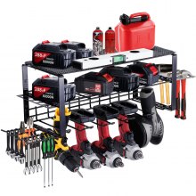 VEVOR Power Tool Organizer, 5 Slot, 3 Layers, Cordless Drill Holder Wall Mount, Battery Charging Station Storage Rack, Multi-Function Garage Organization, Heavy Duty Metal Shelf for Screwdriver Pliers