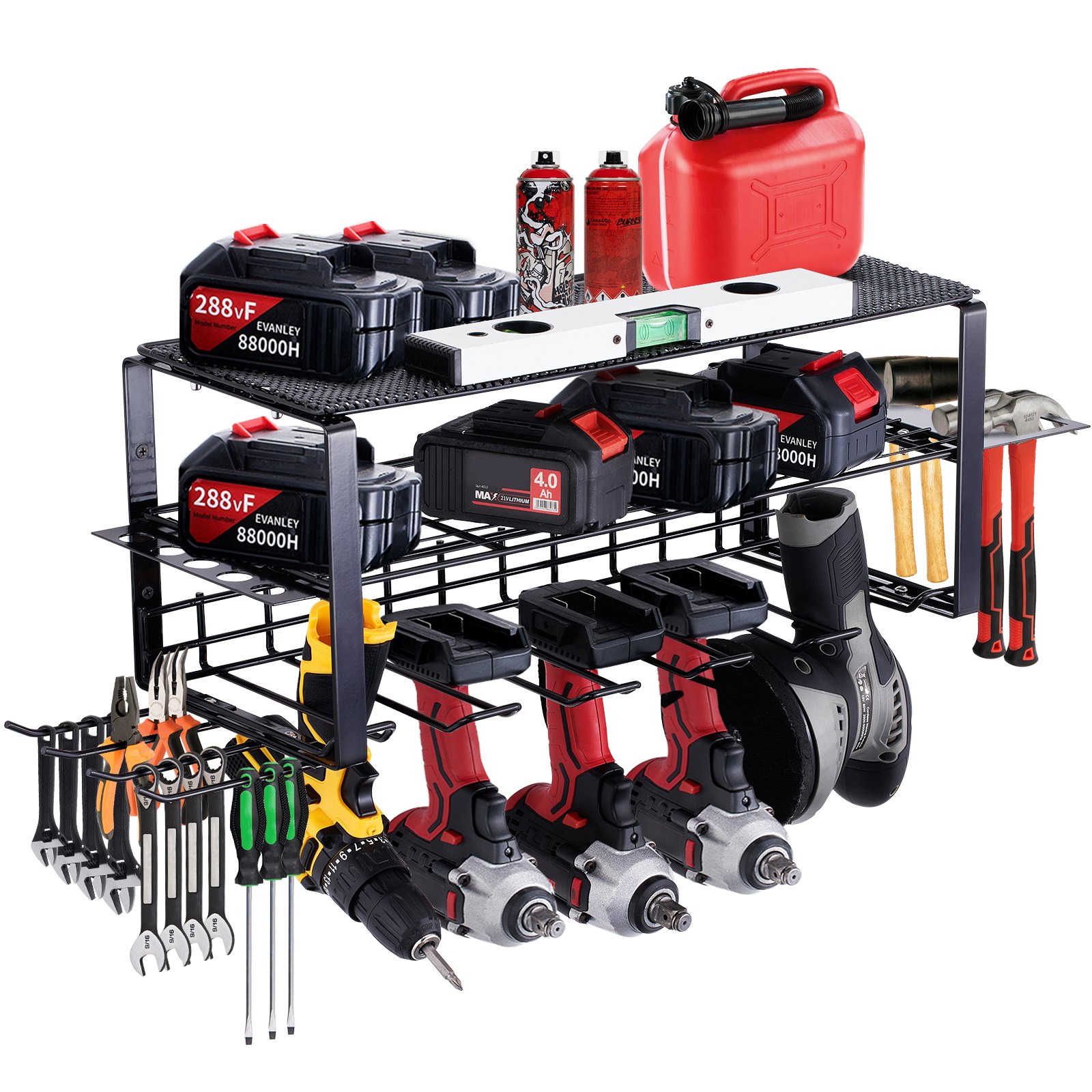 Sweiko Power Tool Organizer, 5 Slot, 3 Layers, Cordless Drill Holder Wall Mount, Battery Charging Station Storage Rack, Multi-Function Garage Organization, Heavy Duty Metal Shelf for Screwdriver Pliers Sweiko Power Tool Organizer, 5 Slot, 3 Layers, Cordless Drill Holder Wall Mount, Battery Charging Station Storage Rack, Multi-Function Garage Organization, Heavy Duty Metal Shelf for Screwdriver Pliers
