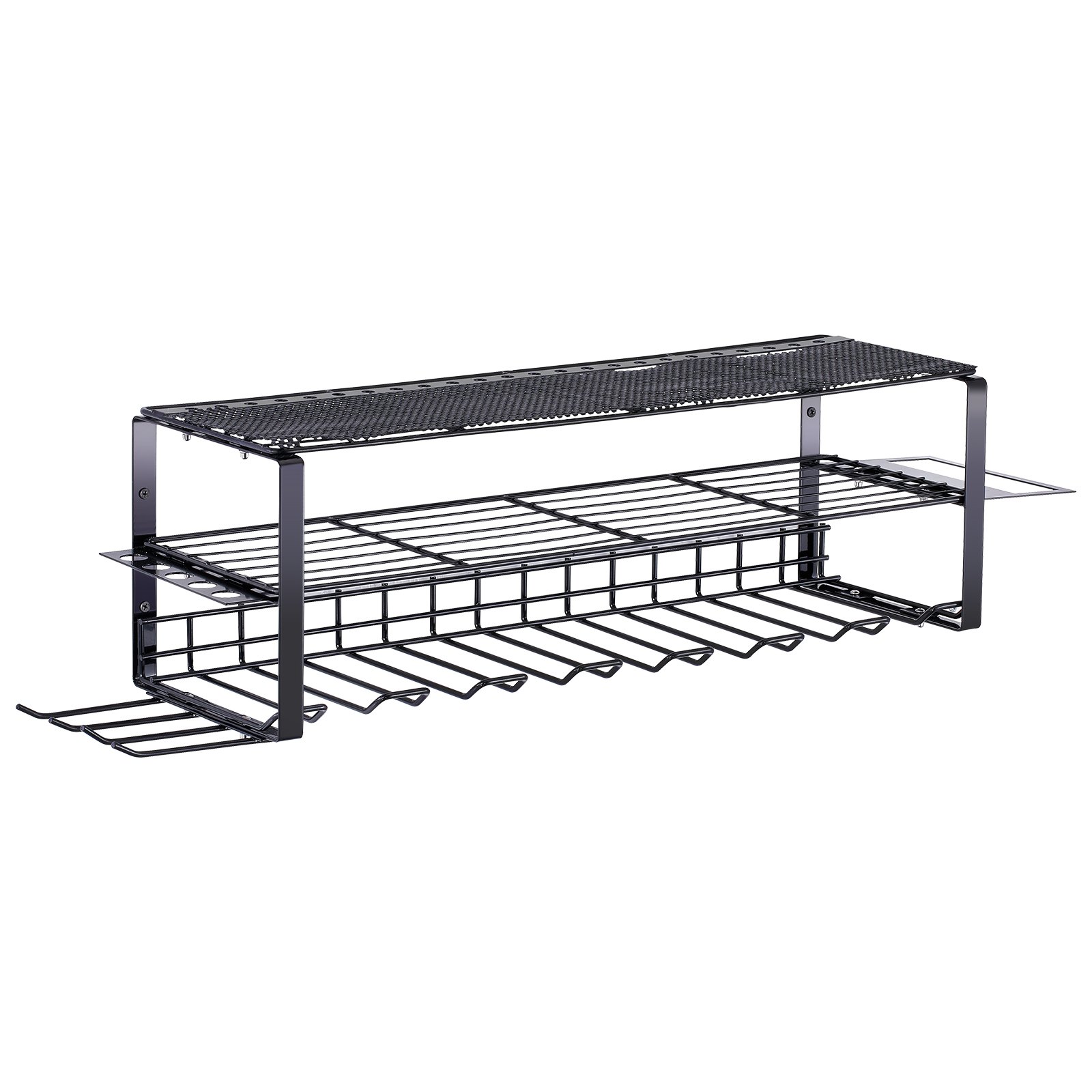 VEVOR Power Tool Organizer, 7 Slot, 3 Layers, Cordless Drill Holder Wall Mount, Battery Charging Station Storage Rack, Multi-Function Garage Organization, Heavy Duty Metal Shelf for Screwdriver Pliers