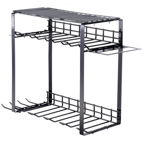 LBT Heavy Duty Wall Mount Tool Organizer Rack - 3 Tier With 7 Drill Holders, 160lb Load For Garage & Workshop
