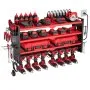 Organizador de herramientas eléctricas VEVOR con estación de carga, estante de almacenamiento de taladros de 4 niveles con 8 soportes para taladros y panel perforado lateral, organizador de herramientas para garaje con 8 tomas de corriente integradas para garaje, banco de trabajo y taller.