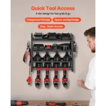 VEVOR Power Tool Organizer Wall Mount 4-Layer Drill Storage Rack 4 Drill Holders