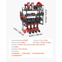 VEVOR Power Tool Organizer Wall Mount 4-Layer Drill Storage Rack 4 Drill Holders