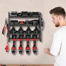 VEVOR Power Tool Organizer Wall Mount 4-Layer Drill Storage Rack 4 Drill Holders