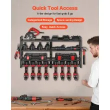 VEVOR Power Tool Organizer Wall Mount 4-Layer Tool Storage Rack 8 Drill Holders