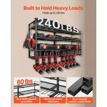 VEVOR Power Tool Organizer Wall Mount 4-Layer Tool Storage Rack 8 Drill Holders
